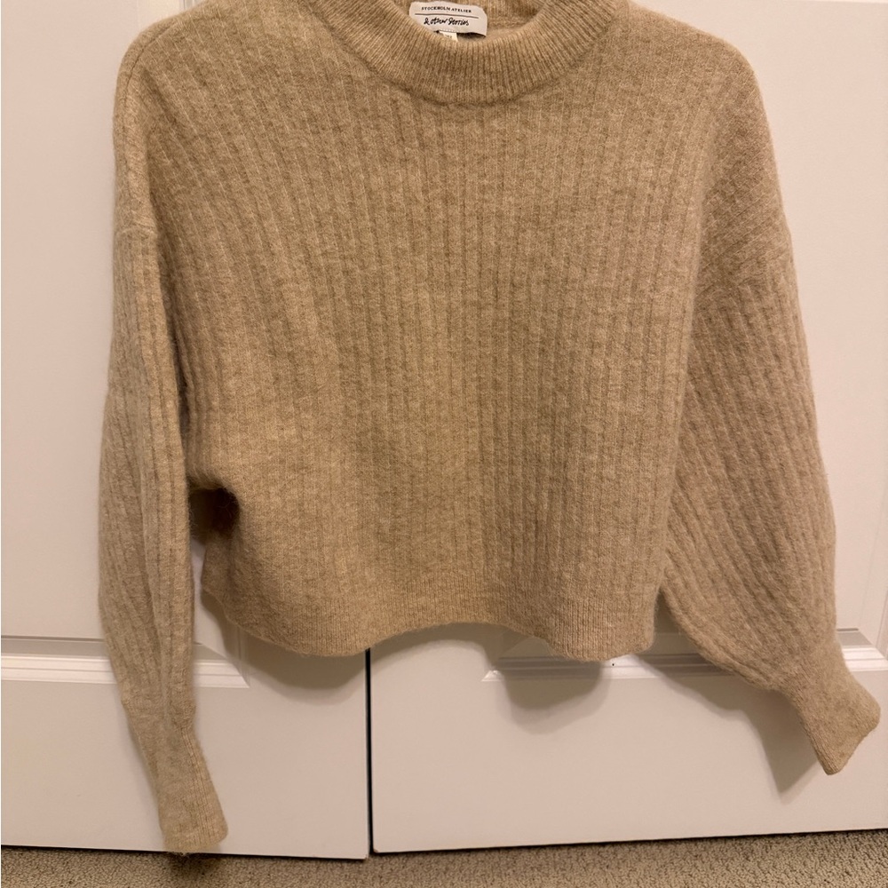 & Other Stories -Beige mock neck cropped sweater